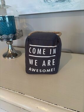 Fabric Doorstop with Rope Handle - 'Come In We Are Awesome' by Open Door Decor